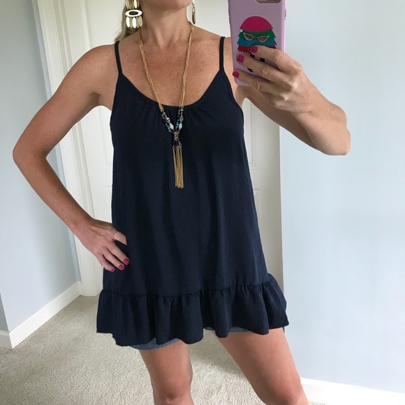 Navy Tie Back Tunic Tank - Picture 3 of 8